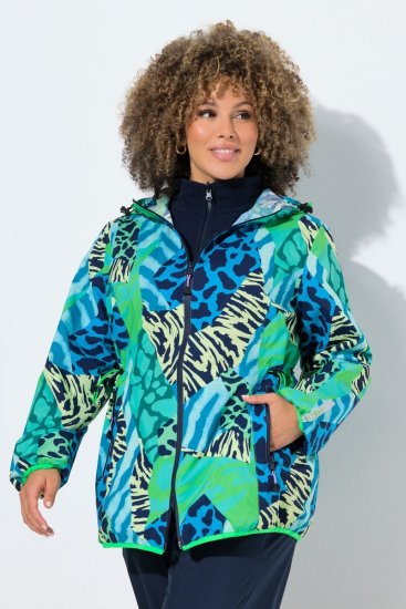 Ulla Popken 840024 Αδιάβροχο μπουφάν με animal print Πράσινο της μέντας - Αδιάβροχα - 