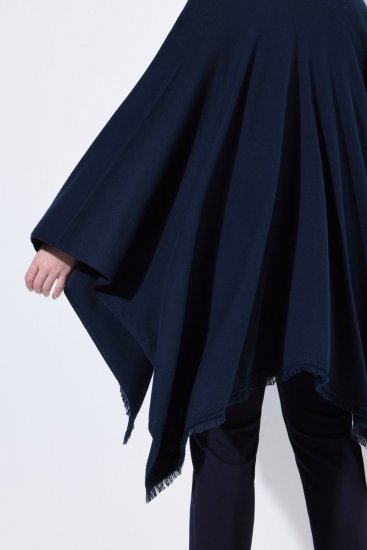 Ulla Popken 841117 Πλεκτό oversized πόντσο με στρας Σκούρο μπλε - Πόντσο και κάπες - 