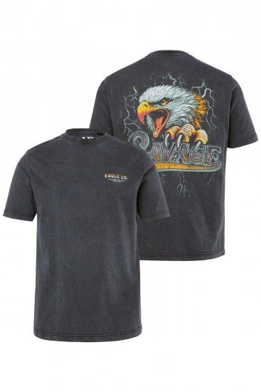 JP1880 T-Shirt Short Sleeve Back Print Vintage Black - Μακό μπλουζάκια - Aνδρικά μπλουζεσ μεγάλα μεγέθη