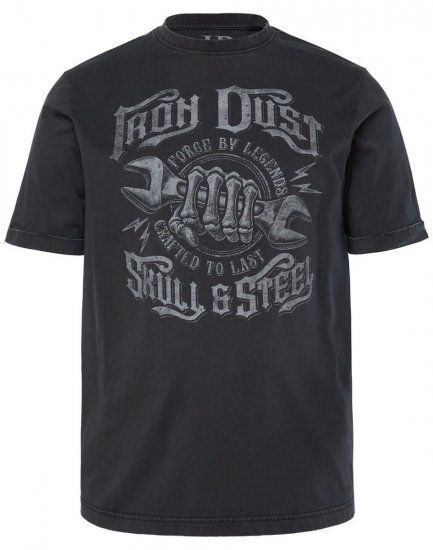JP1880 T-Shirt Short Sleeve Chest Print Black - Μακό μπλουζάκια - Aνδρικά μπλουζεσ μεγάλα μεγέθη
