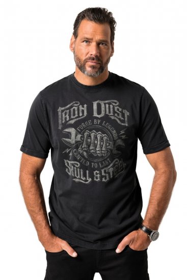 JP1880 T-Shirt Short Sleeve Chest Print Black - Μακό μπλουζάκια - Aνδρικά μπλουζεσ μεγάλα μεγέθη