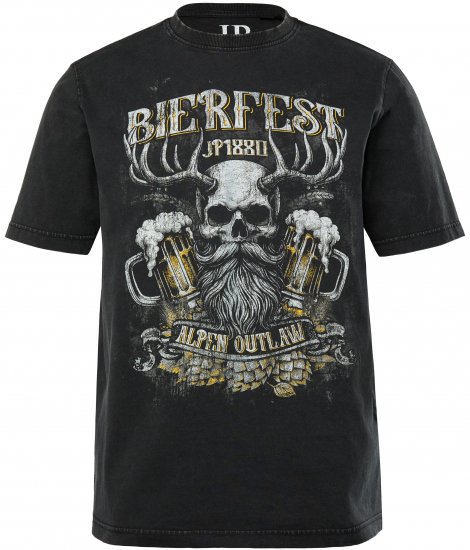 JP1880 Beer Festival Design Vintage Looking T-Shirt Black - Μακό μπλουζάκια - Aνδρικά μπλουζεσ μεγάλα μεγέθη