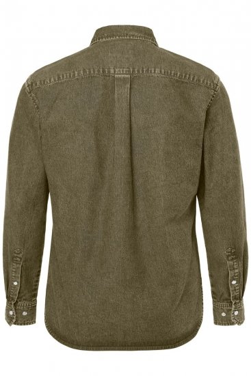 JP1880 Denim Shirt Long Sleeve Olive Green - Πουκάμισα - Aνδρικά πουκαμισα μεγαλα μεγάλα μεγέθη