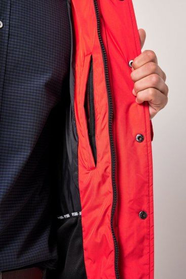 JP1880 Parka Quilted Faux Fur Hood Red - Μπουφάν - Aνδρικά μπουφαν μεγάλα μεγέθη
