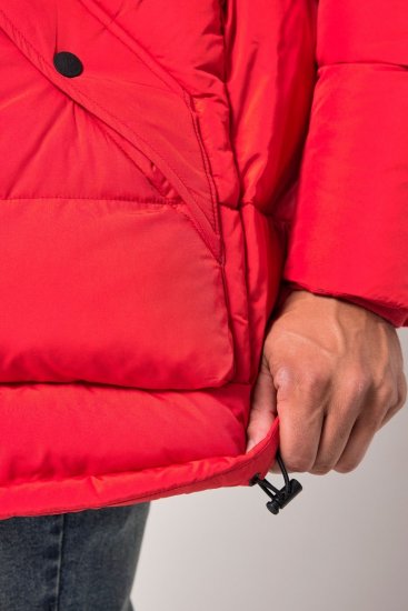 JP1880 Parka Quilted Faux Fur Hood Red - Μπουφάν - Aνδρικά μπουφαν μεγάλα μεγέθη