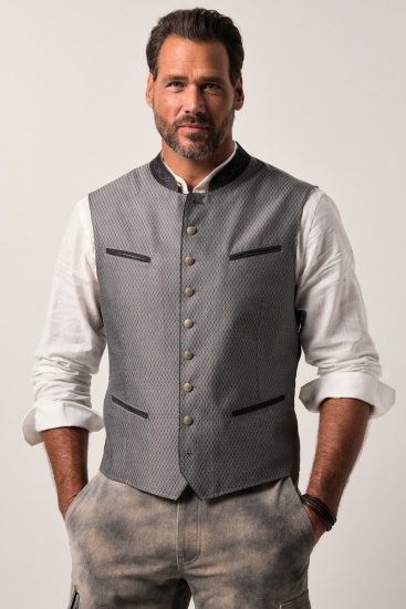 JP1880 Vest Traditional With Embroidery Silver - Trachten & Oktoberfest - Στολές Oktoberfest σε μεγάλα μεγέθη (Trachten)