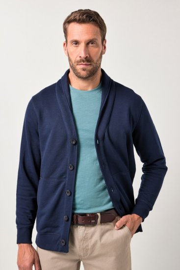 JP1880 Sweat Jacket Shawl Collar Navy - φούτερ/Φούτερ με κουκούλα - φούτερ/Φούτερ με κουκούλα ανδρικά μεγάλα μεγέθη 