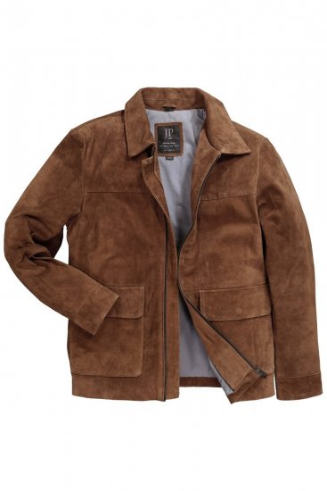JP1880 Leather Jacket Genuine Cowhide Brown - Μπουφάν - Aνδρικά μπουφαν μεγάλα μεγέθη