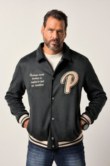 JP1880 Blouson Velour with Chest Embroidery Dark Green - Μπουφάν - Aνδρικά μπουφαν μεγάλα μεγέθη