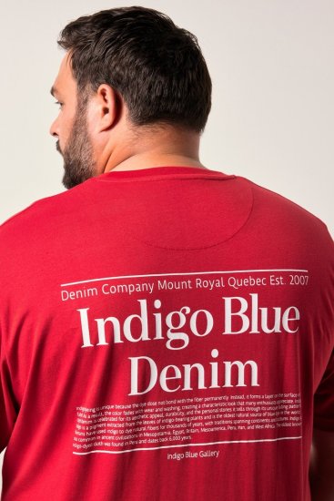 Men+ 500 Μπλουζάκι Indigo Blue Denim Σκούρο κόκκινο - Μακό μπλουζάκια - Aνδρικά μπλουζεσ μεγάλα μεγέθη
