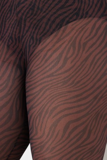 Ulla Popken 842879 Κολάν καλσόν με animal print Σκούρο καφέ - Καλσόν & κάλτσες - 