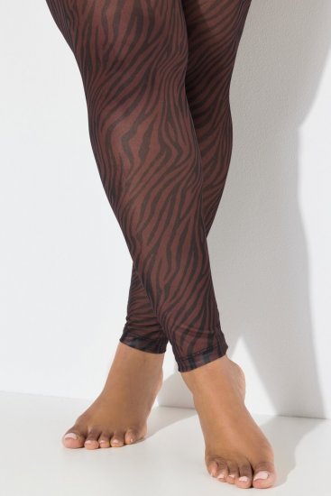 Ulla Popken 842879 Κολάν καλσόν με animal print Σκούρο καφέ - Καλσόν & κάλτσες - 