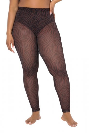 Ulla Popken 842879 Κολάν καλσόν με animal print Σκούρο καφέ - Καλσόν & κάλτσες - 