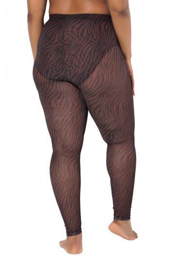 Ulla Popken 842879 Κολάν καλσόν με animal print Σκούρο καφέ - Καλσόν & κάλτσες - 