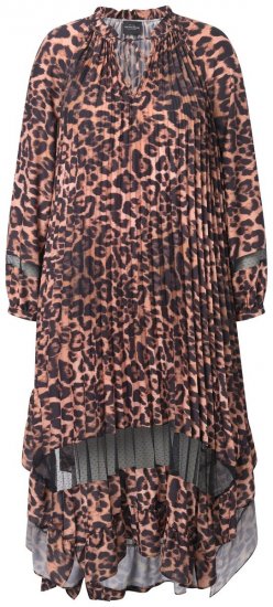 Ulla Popken 842979 Φόρεμα με animal print Καφέ - Μίντι φορέματα - Γυναικεία Midi Φορέματα σε Μεγάλα Μεγέθη