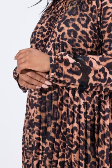 Ulla Popken 842979 Φόρεμα με animal print Καφέ - Μίντι φορέματα - Γυναικεία Midi Φορέματα σε Μεγάλα Μεγέθη
