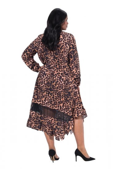 Ulla Popken 842979 Φόρεμα με animal print Καφέ - Μίντι φορέματα - Γυναικεία Midi Φορέματα σε Μεγάλα Μεγέθη