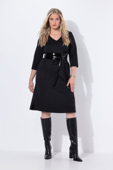 Ulla Popken 843326 Φόρεμα φούτερ με μανίκια 3/4 Μαύρο - Φορέματα φούτερ - 