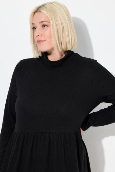 Ulla Popken 844233 Πλεκτό φόρεμα με μακριά μανίκια Μαύρο - Πλεκτά φορέματα - 