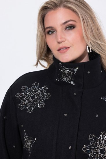 Ulla Popken 844839 Κοντό μπουφάν με κέντημα νιφάδες Σκούρο μπλε - Μπουφάν - Γυναικεία μπουφάν μεγάλα μεγέθη