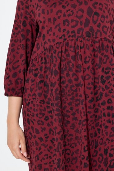 Ulla Popken 844945 Ζέρσεϊ φόρεμα σε γραμμή Α με V λαιμόκοψη Δαμασκηνί - Φορέματα ζέρσεϊ - 