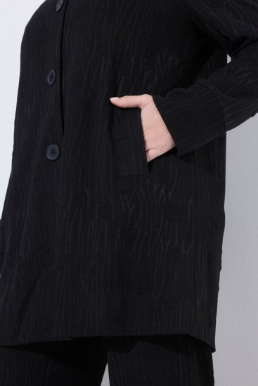 Ulla Popken 845026 Πουκαμισο-μπουφάν με υφή ζέβρας Μαύρο - Μπουφάν - Γυναικεία μπουφάν μεγάλα μεγέθη