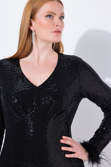 Ulla Popken 845145 Φόρεμα με παγιέτες Μαύρο - Βραδινά φορέματα - Βραδινά φορέματα σε μεγάλα μεγέθη
