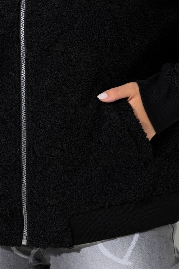 Ulla Popken 845262 Μπουφάν teddy Μαύρο - Μπουφάν - Γυναικεία μπουφάν μεγάλα μεγέθη