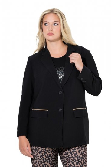 Ulla Popken 845336 Oversized ελαστικό σακάκι με δύο κουμπιά Μαύρο - Μπλέιζερ - Σακάκια σε Μεγάλα Μεγέθη για Γυναίκες