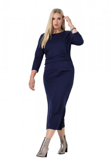 Ulla Popken 845705 Ζέρσεϊ φόρεμα Σκούρο μπλε - Μίντι φορέματα - Γυναικεία Midi Φορέματα σε Μεγάλα Μεγέθη