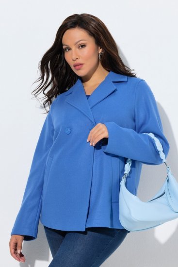 Ulla Popken 846021 Παλτό fleece Μπλε - Παλτό - Γυναικεία Παλτό σε Μεγάλα Μεγέθη