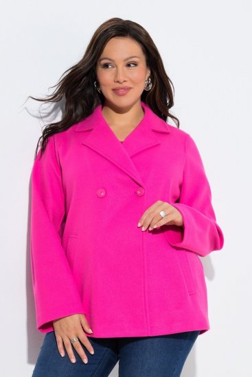 Ulla Popken 846021 Παλτό fleece Ροζ - Παλτό - Γυναικεία Παλτό σε Μεγάλα Μεγέθη