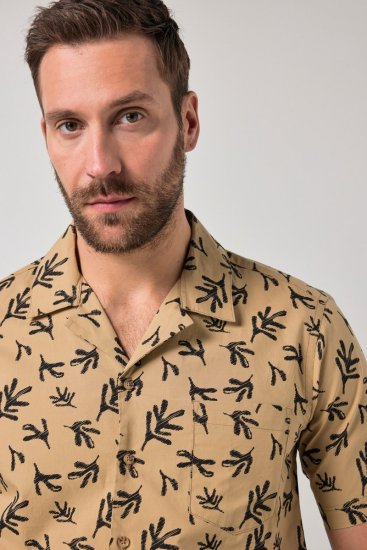 JP1880 Boxy Cuba Short Sleeve Shirt Camel - Πουκάμισα - Aνδρικά πουκαμισα μεγαλα μεγάλα μεγέθη