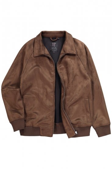 JP1880 846200 Μπουφάν bomber σε όψη σουέντ Σκούρο καφέ - Μπουφάν - Aνδρικά μπουφαν μεγάλα μεγέθη