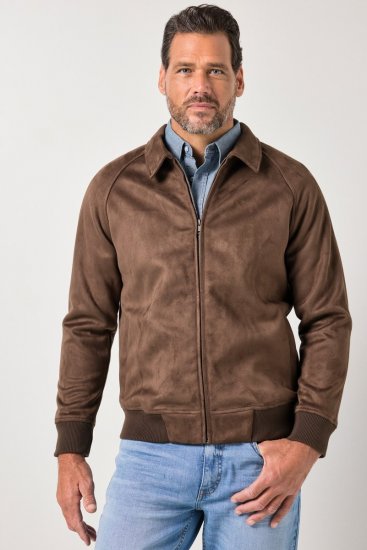 JP1880 846200 Μπουφάν bomber σε όψη σουέντ Σκούρο καφέ - Μπουφάν - Aνδρικά μπουφαν μεγάλα μεγέθη