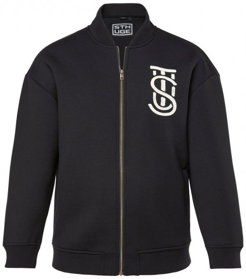 STHUGE 847083 Μπουφάν varsity από ύφασμα scuba Μαύρο - Μπουφάν - Aνδρικά μπουφαν μεγάλα μεγέθη