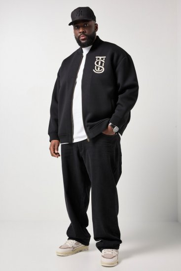 STHUGE 847083 Μπουφάν varsity από ύφασμα scuba Μαύρο - Μπουφάν - Aνδρικά μπουφαν μεγάλα μεγέθη