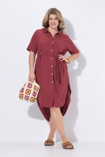 Ulla Popken 847797 Φόρεμα πουκάμισο Κόκκινο της σκουριάς - Φορέματα πουκαμίσου - 
