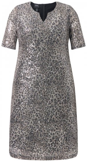 Ulla Popken 848137 Φόρεμα με παγιέτες με animal print Μπεζ - Βραδινά φορέματα - Βραδινά φορέματα σε μεγάλα μεγέθη