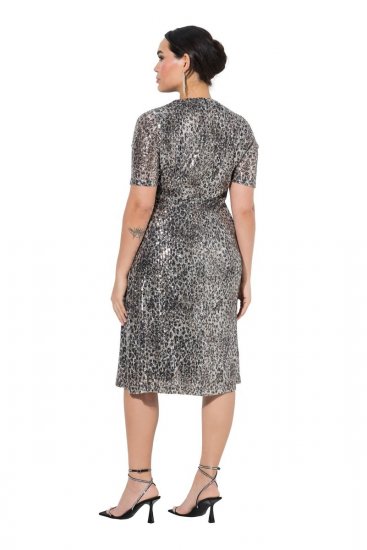 Ulla Popken 848137 Φόρεμα με παγιέτες με animal print Μπεζ - Βραδινά φορέματα - Βραδινά φορέματα σε μεγάλα μεγέθη