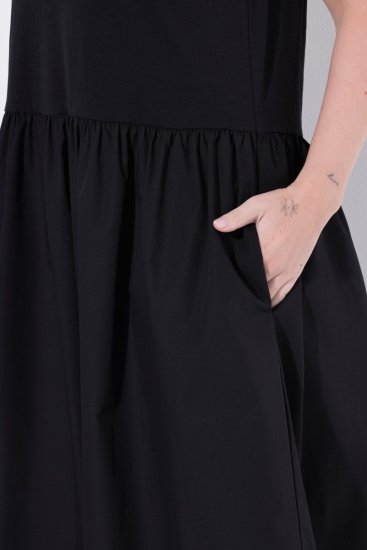 Ulla Popken 848305 Αμάνικο μίντι φόρεμα με V λαιμόκοψη Μαύρο - Μίντι φορέματα - Γυναικεία Midi Φορέματα σε Μεγάλα Μεγέθη