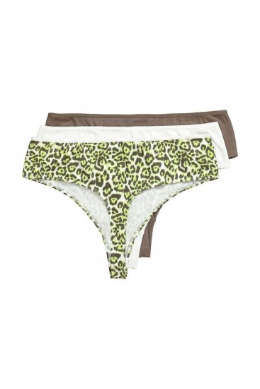 Ulla Popken 848826 Στρινγκ με animal print 3 τεμ. Taupe - Κυλοτάκια - 