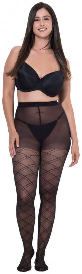 Ulla Popken 849049 Ριγέ καλσόν 40 den Μαύρο - Καλσόν & κάλτσες - 
