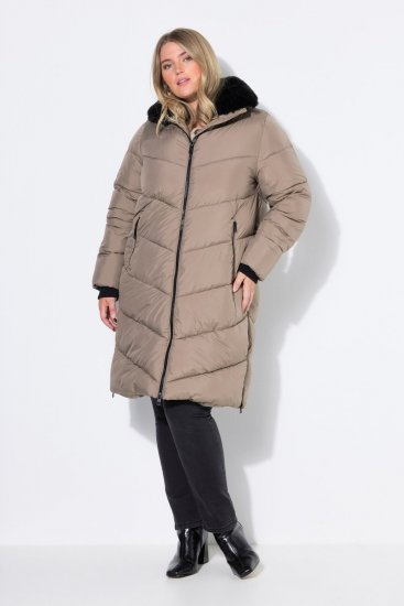 Ulla Popken 850041 Καπιτονέ παλτό Taupe - Παλτό - Γυναικεία Παλτό σε Μεγάλα Μεγέθη