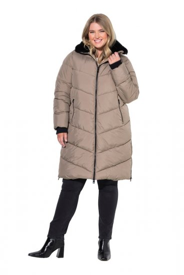 Ulla Popken 850041 Καπιτονέ παλτό Taupe - Παλτό - Γυναικεία Παλτό σε Μεγάλα Μεγέθη