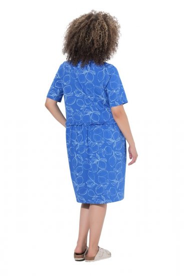 Ulla Popken 850204 Εμπριμέ φόρεμα t-shirt με βολάν Μπλε - Φορέματα ζέρσεϊ - 
