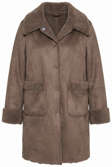 Ulla Popken 850251 Παλτό teddy Ανοιχτό καφέ - Παλτό - Γυναικεία Παλτό σε Μεγάλα Μεγέθη