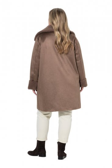 Ulla Popken 850251 Παλτό teddy Ανοιχτό καφέ - Παλτό - Γυναικεία Παλτό σε Μεγάλα Μεγέθη