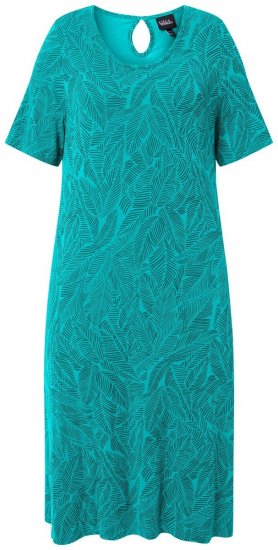 Ulla Popken 850344 Εμπριμέ φόρεμα t-shirt Τιρκουάζ - Μίντι φορέματα - Γυναικεία Midi Φορέματα σε Μεγάλα Μεγέθη