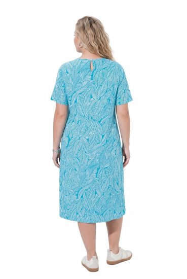 Ulla Popken 850344 Εμπριμέ φόρεμα t-shirt Τιρκουάζ - Μίντι φορέματα - Γυναικεία Midi Φορέματα σε Μεγάλα Μεγέθη